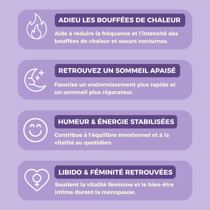 Cure Ménopause – Moins de bouffées de chaleur, un sommeil plus stable et une humeur plus apaisée, naturellement.