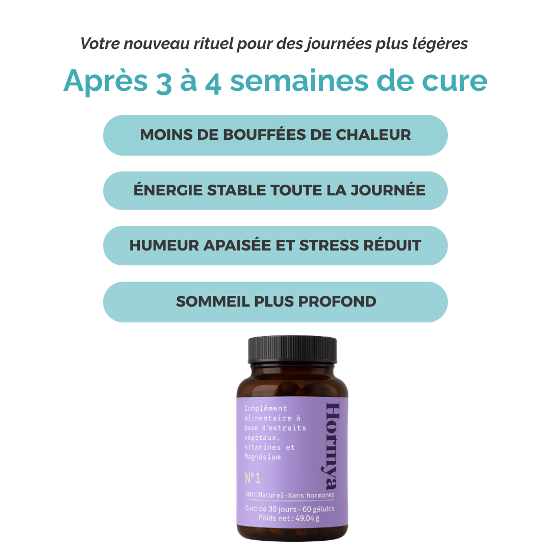 Cure Ménopause – Moins de bouffées de chaleur, un sommeil plus stable et une humeur plus apaisée, naturellement.