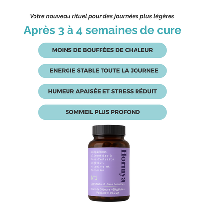 Cure Ménopause – Moins de bouffées de chaleur, un sommeil plus stable et une humeur plus apaisée, naturellement.